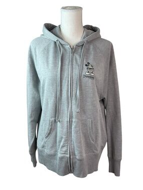 Disney Parks Light Gray Zip Hoodie with Castle Logo L